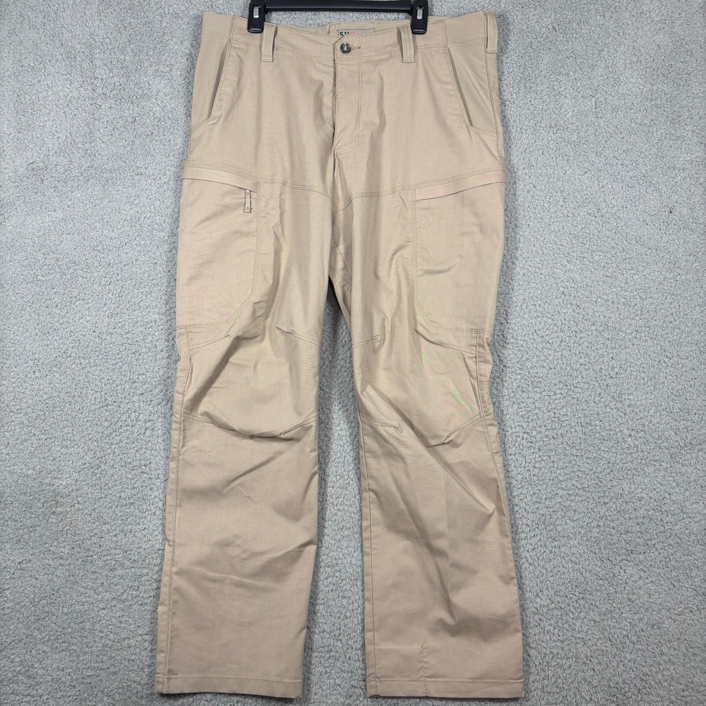5.11 Tactical Pants Mens 38x32 Khaki Apex Double Knee Cargo Utility Pockets 2054